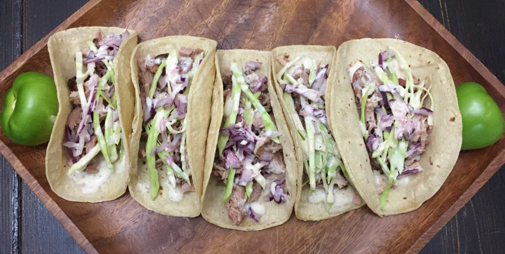 Pulled Pork Tacos with White BBQ Sauce ~